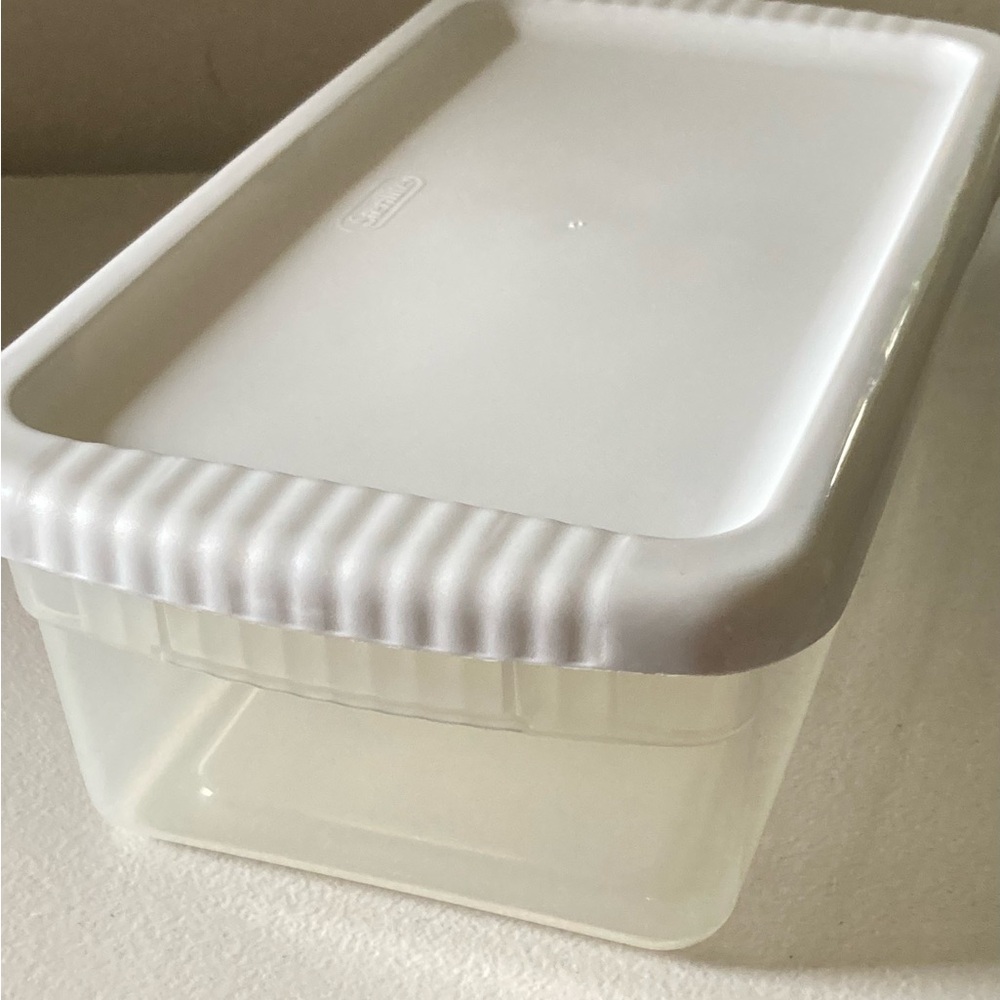 Sterilite Plastic Storage Container Shoebox Shape Clear with White Lid